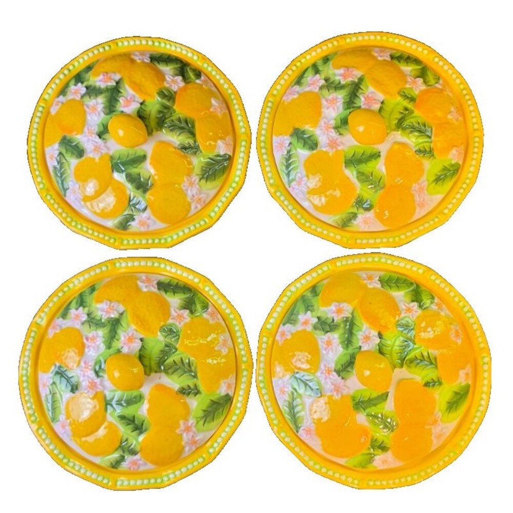 Set of Four Temptations By Tara Lidded Figural Fruit Pie Dishes 6.5" Diameter